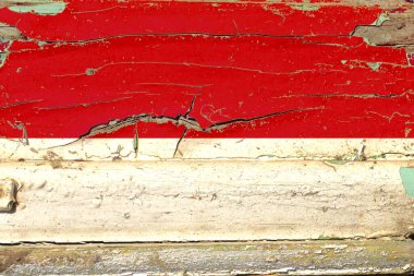 Eski ahşap bir arka planda Monako 'nun 3D Bayrağı.