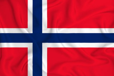 Kırışık kumaşa 3D Norveç Bayrağı.