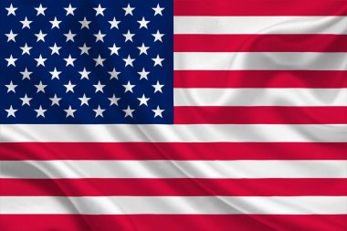 Kırışık kumaş üzerine 3 Boyutlu Amerikan Bayrağı.