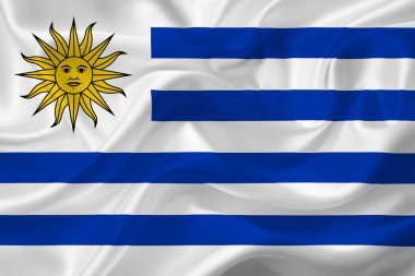 3 Boyutlu Uruguay Bayrağı Kırışık kumaş üzerine.