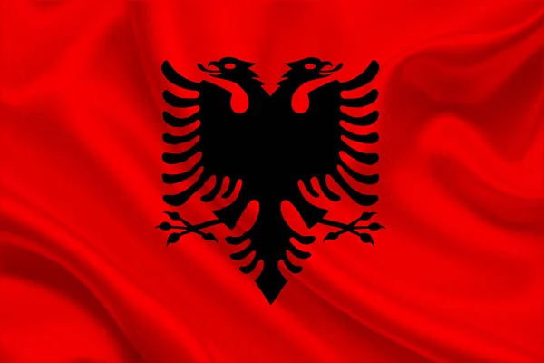 Bandeira Albânia Tecido Enrugado — Fotografia de Stock