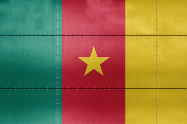 Drapeau Cameroun Sur Fond Mur Métallique — Photo