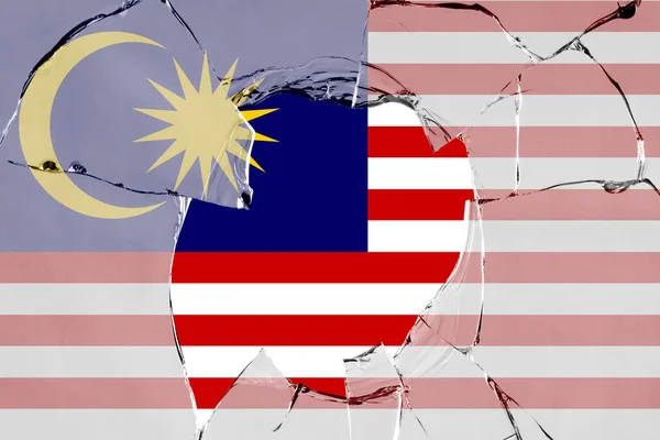 Bendera Malaysia Pada Pecahan Kaca — Stok Foto