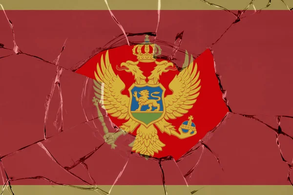 Bandera Montenegro Una Rotura Vidrio —  Fotos de Stock