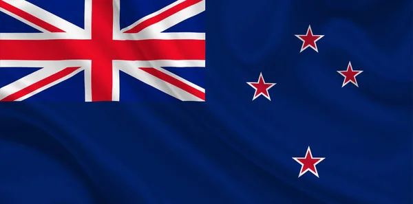 Vlajka Nového Zélandu Vrásčité Textilii — Stock fotografie