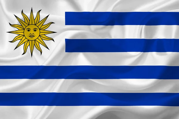 Σημαία Της Ουρουγουάης Ρυτιδιασμένο Ύφασμα — Φωτογραφία Αρχείου