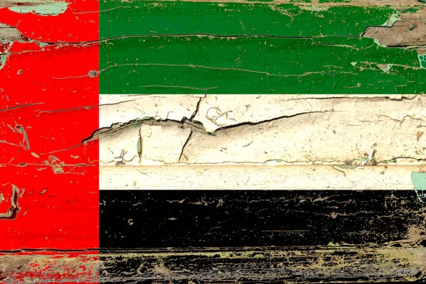 Прапор Єднаних Арабських Еміратів Старому Тлі Дерев Яної Стіни — стокове фото