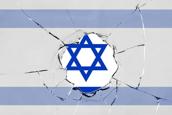 Vlajka Izraele Rozbití Skla — Stock fotografie