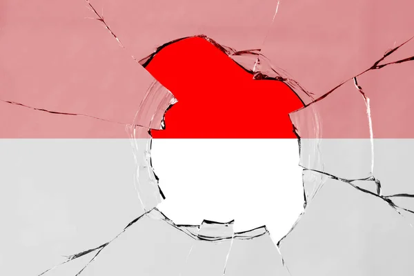 Flagge Von Indonesien Auf Einem Glasbruch — Stockfoto