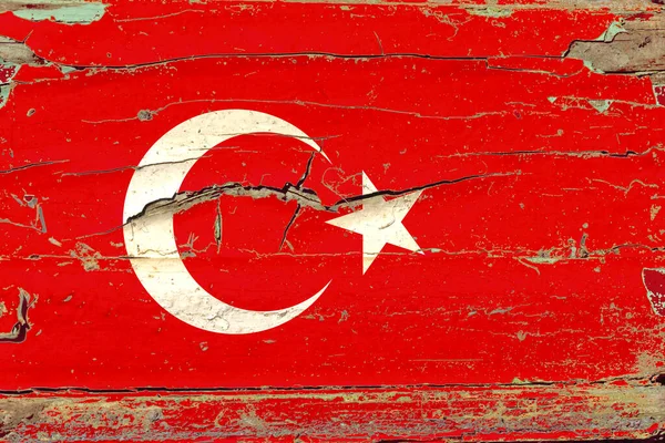 Bandiera Della Turchia Vecchio Sfondo Legno — Foto Stock