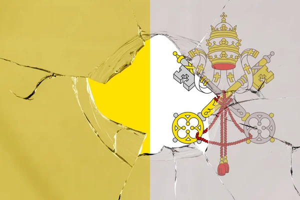 Drapeau Cité Vatican Sur Une Rupture Verre — Photo