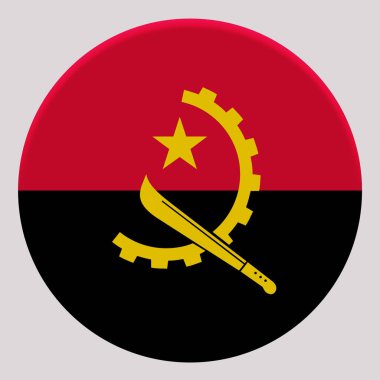 Angola 'nın 3 boyutlu bayrağı bir avatar çemberinde.