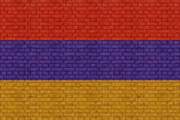 Bandera Armenia Sobre Viejo Fondo Pared Ladrillo —  Fotos de Stock