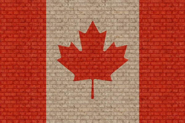 Zászló Kanada Egy Régi Téglafal Háttér — Stock Fotó