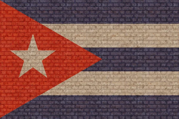 Bandiera Cuba Vecchio Sfondo Muro Mattoni — Foto Stock