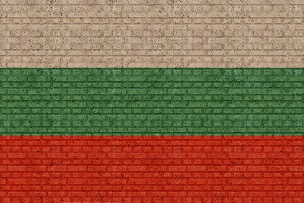 Bandera Bulgaria Sobre Viejo Fondo Pared Ladrillo —  Fotos de Stock
