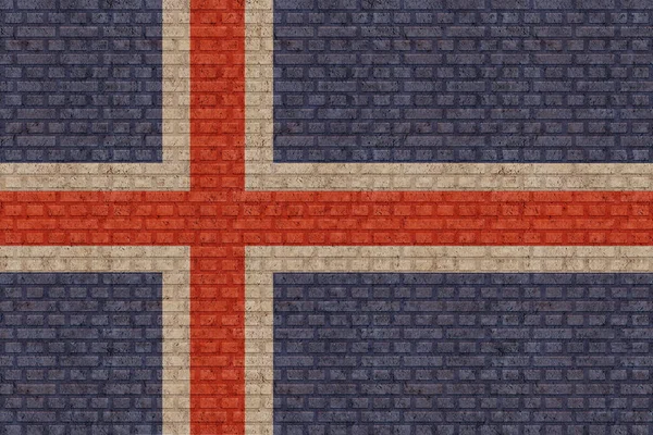 Flag Iceland Old Brick Wall Background — Stock Photo, Image
