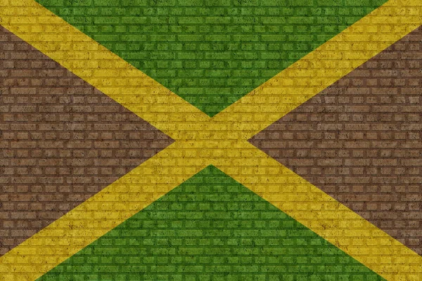 Bandeira Jamaica Fundo Parede Tijolo Velho — Fotografia de Stock