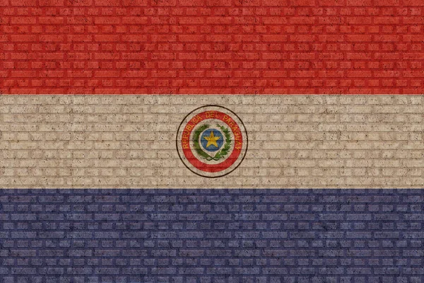 Paraguay Bayrağı Eski Bir Tuğla Duvar Arka Planında — Stok fotoğraf