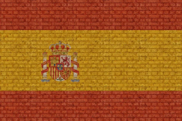 Flagge Spaniens Auf Einem Alten Backsteinmauern Hintergrund — Stockfoto