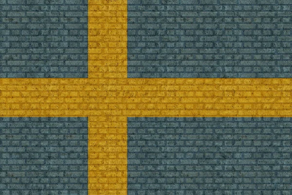 Flagge Von Schweden Auf Einem Alten Backsteinmauer Hintergrund — Stockfoto