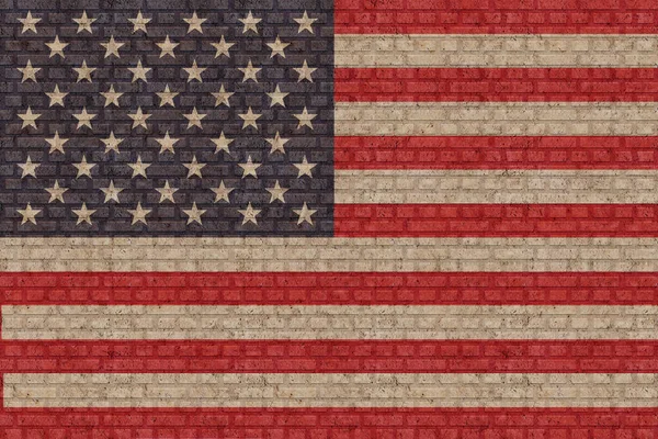 Amerika Birleşik Devletleri Nin Boyutlu Bayrağı Eski Tuğla Duvar Arka — Stok fotoğraf
