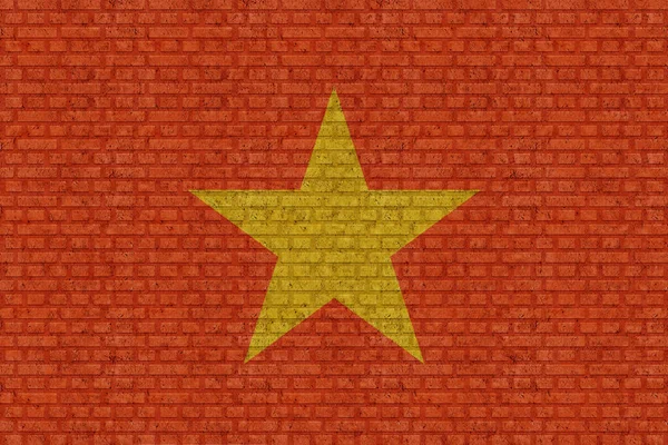 Flaga Wietnamu Starym Tle Ściany Cegły — Zdjęcie stockowe
