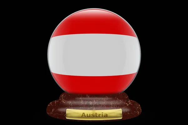 Vlag Van Oostenrijk Een Sneeuwbol Achtergrond — Stockfoto
