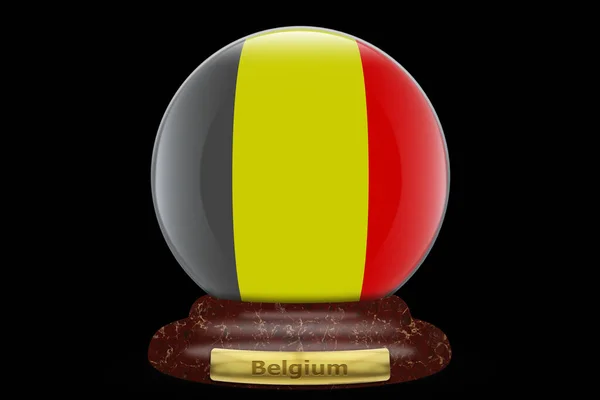 Flagge Belgiens Auf Einem Schneekugelhintergrund — Stockfoto