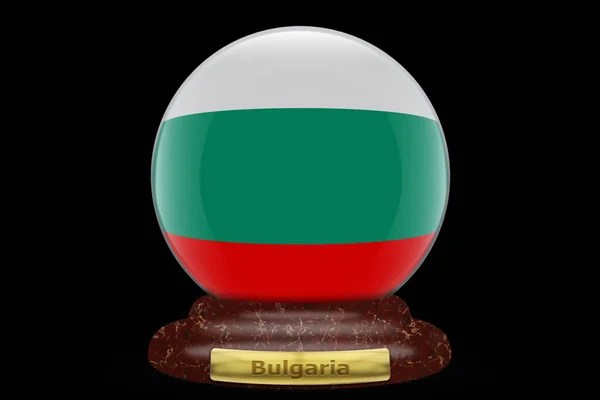 Bandeira Bulgária Fundo Globo Neve — Fotografia de Stock