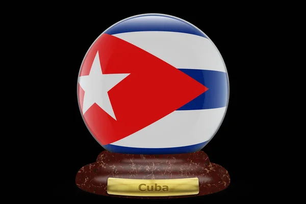 Bandeira Cuba Fundo Globo Neve — Fotografia de Stock