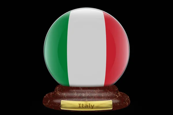 雪球背景上的意大利3D国旗 — 图库照片