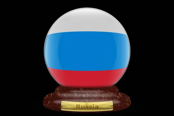 Bandeira Rússia Fundo Globo Neve — Fotografia de Stock