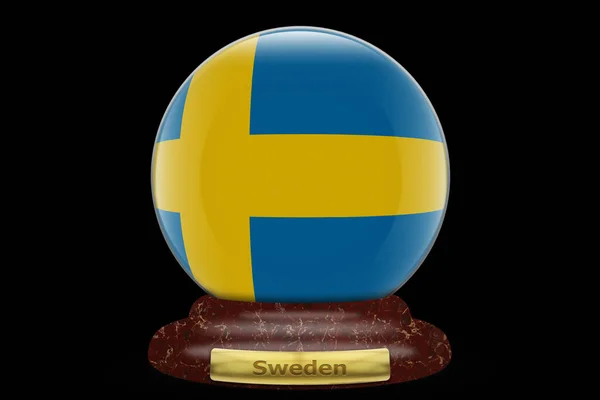 Bandiera Della Svezia Uno Sfondo Globo Neve — Foto Stock