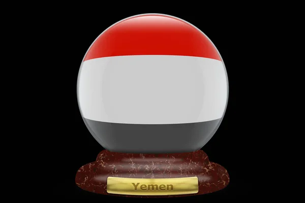 Bandera Yemen Sobre Fondo Globo Nieve — Foto de Stock