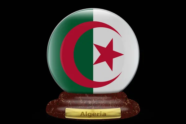 Bendera Aljazair Pada Latar Belakang Bola Salju — Stok Foto