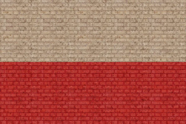 Vlag Van Polen Oude Bakstenen Muurachtergrond — Stockfoto