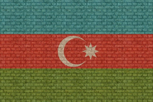 Bandiera Dell Azerbaigian Vecchio Sfondo Murario Mattoni — Foto Stock