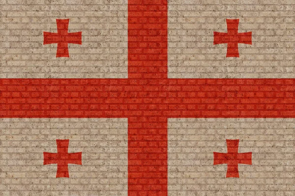 Vlajka Gruzie Staré Cihlové Zdi Pozadí — Stock fotografie