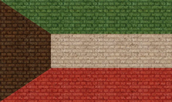Bandera Kuwait Sobre Viejo Fondo Pared Ladrillo —  Fotos de Stock