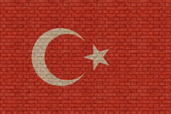 Flagga Turkiet Gammal Tegelvägg Bakgrund — Stockfoto