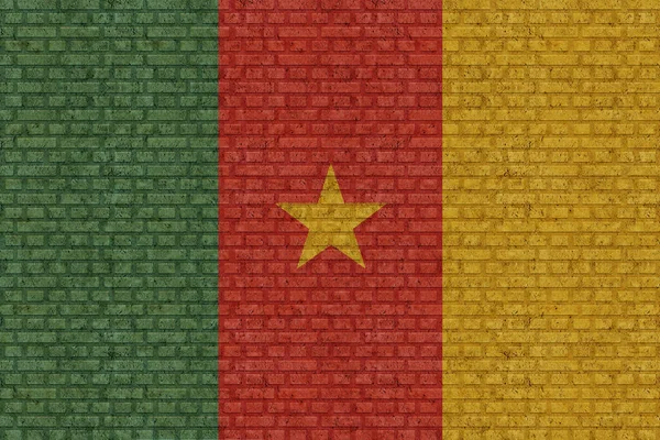 Flag Cameroon Old Brick Wall Background — Φωτογραφία Αρχείου