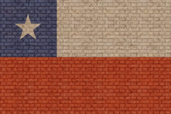 Eski Tuğla Duvar Arka Planında Şili Bayrağı — Stok fotoğraf