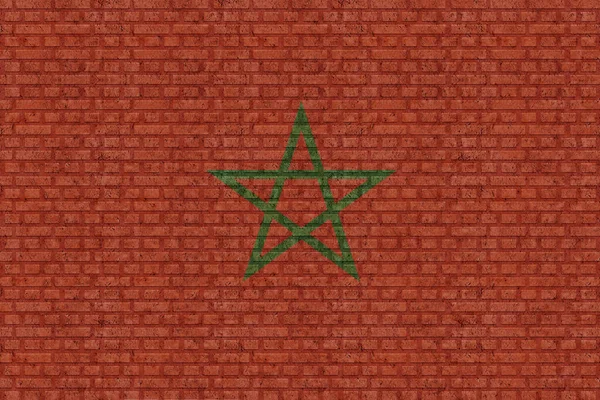 Flagge Von Marokko Auf Einem Alten Backsteinmauer Hintergrund — Stockfoto