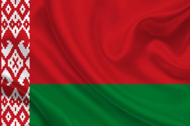 3 Boyutlu Beyaz Rusya Bayrağı Kırışık kumaş üzerinde.