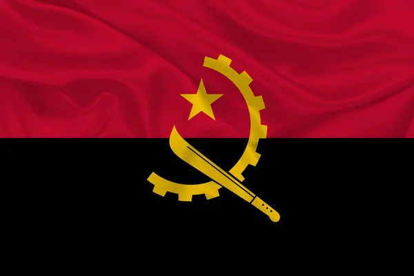 Bandera Angola Sobre Tejido Arrugado —  Fotos de Stock
