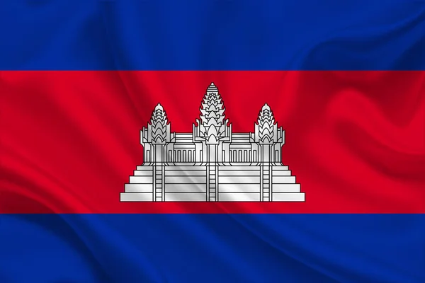 Bandera Camboya Sobre Tela Arrugada — Foto de Stock