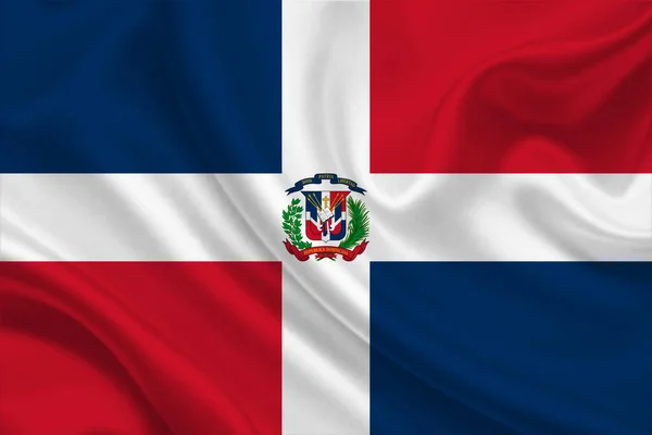 Vlag Van Dominicaanse Republiek Een Gerimpelde Stof — Stockfoto