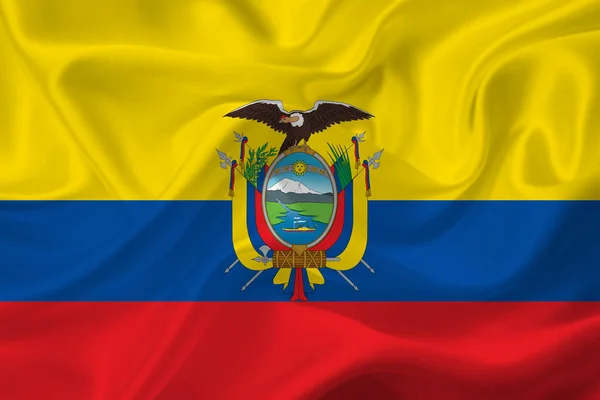 Bandeira Equador Tecido Enrugado — Fotografia de Stock