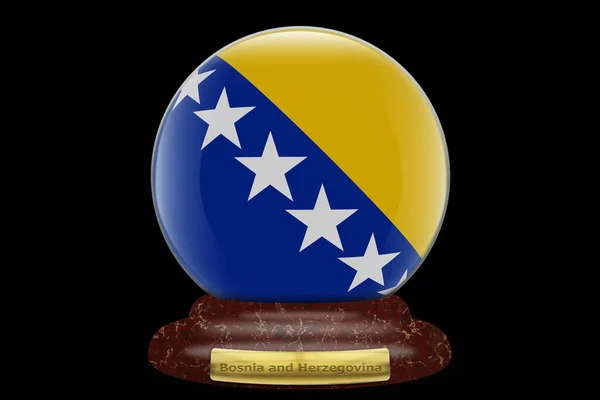 Zászló Bosznia Hercegovina Egy Hógömb Háttér — Stock Fotó